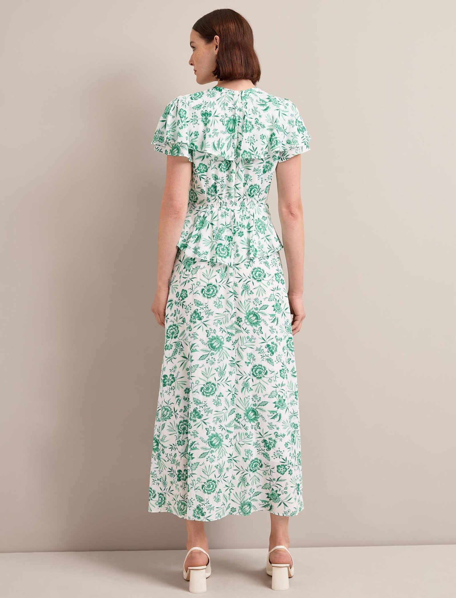 Vivienne Cotton Blend Maxi Dress - Green Palm Floral Print - Image 8